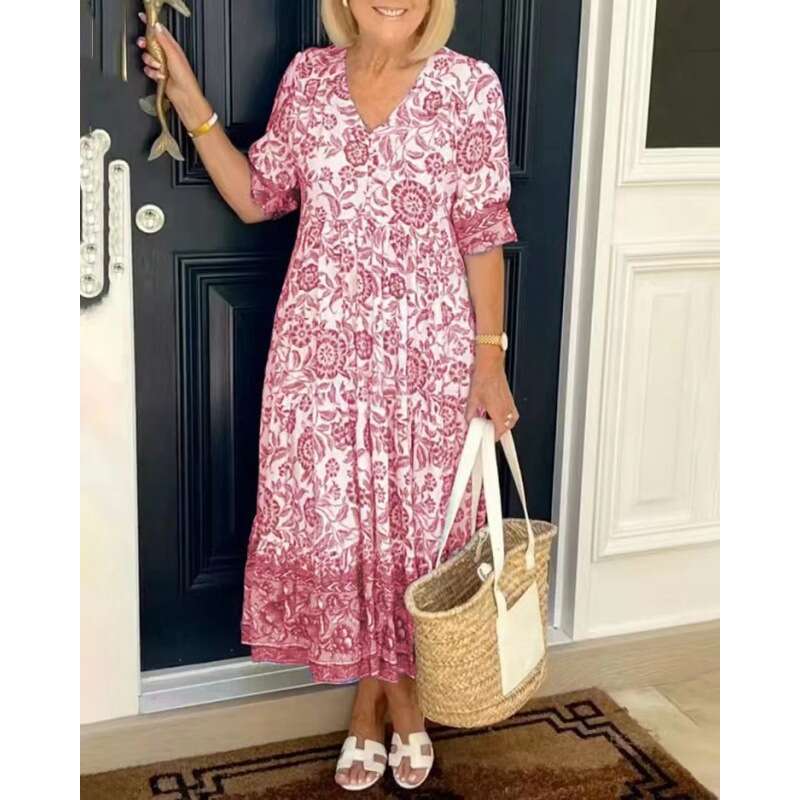 Plus Size Designer Dress Vestidos Womens Designer Clothing New Large Super Fairy V-neck Fragmented Flower Dress for Beach Vacation Loose and Versatile