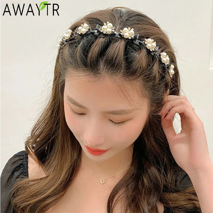 Unisex Alice Pearls Elegant Hairbands Men Women Sports Headband Double Bangs Hairstyle Make Up Hairpins Fashion Hair Accessories 250509