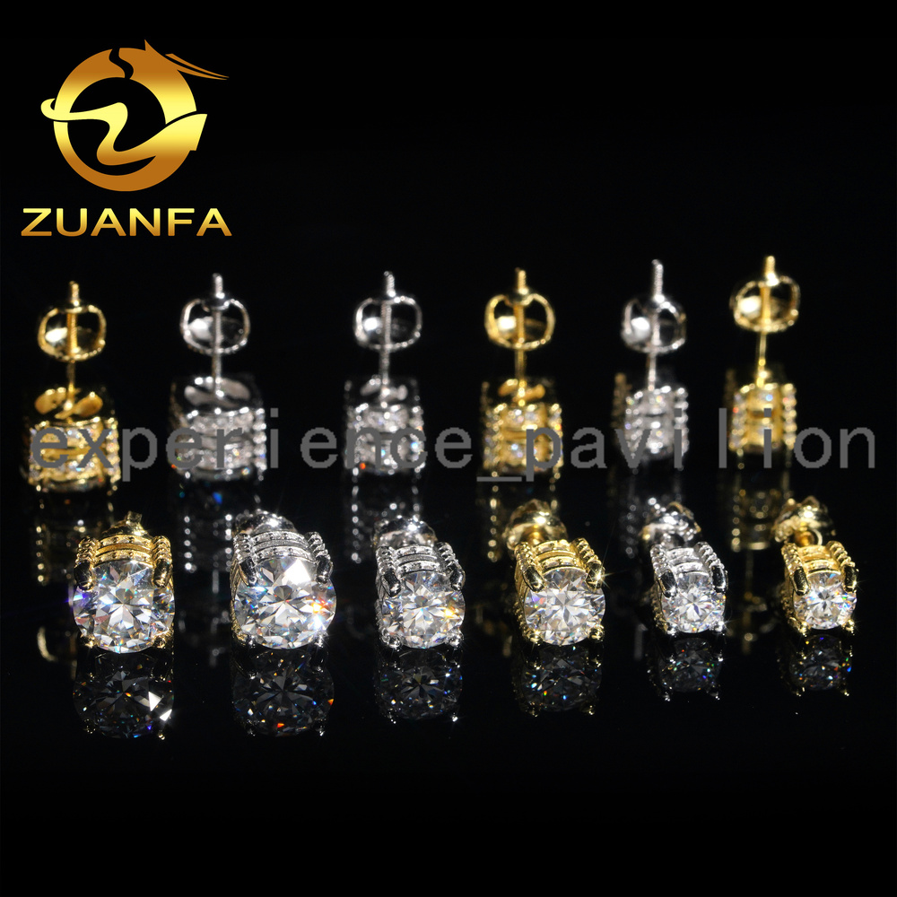 4 Prong Round Shape Earrings Moissanite 925 Silver 5mm 6.5mm 8mm Moissanite Stud Earrings Screw Back Pass Diamond Tester