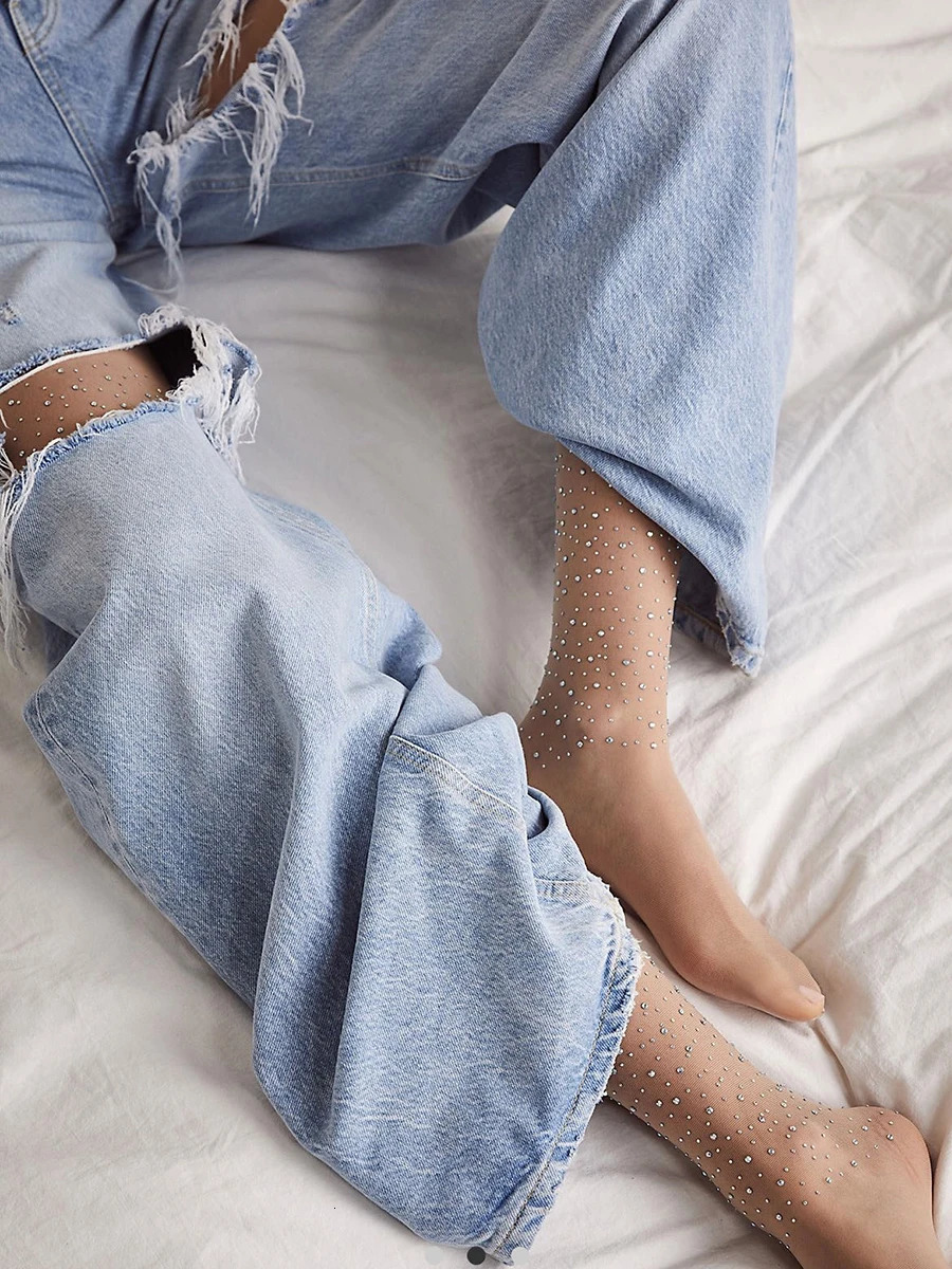 2025 Summer Diamond Pantyhose Women Sexy Fashion Shiny Net Tights Female Slim Rhinestone Mesh Nylon Stockings Tights 250515