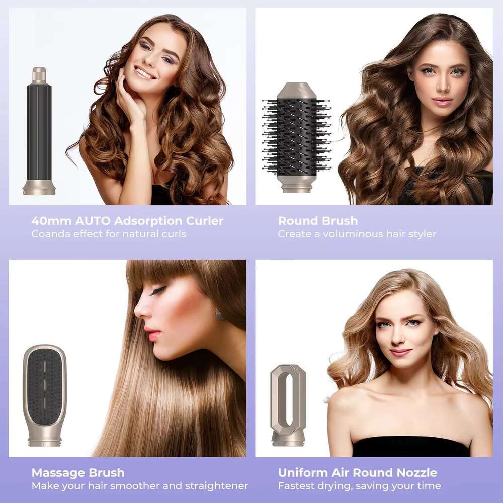 Hair 6 In 1 Comb Curlers With Diffuser Electric Blow Dryer Professional Complete Multifunctional Hot Air Brush