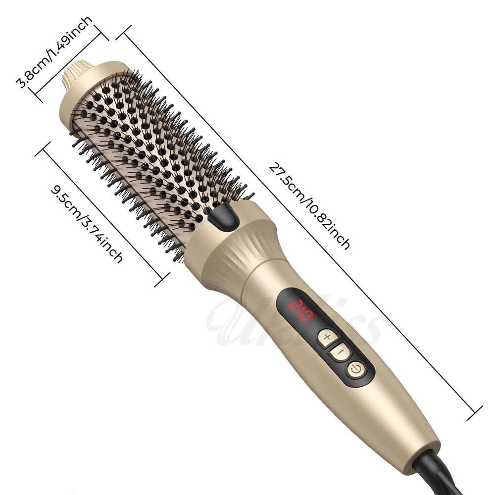 Volumizing Comb Heated 10 Temperature Setting Hair Styling Tool Heating Round Brush Professional Curling Iron