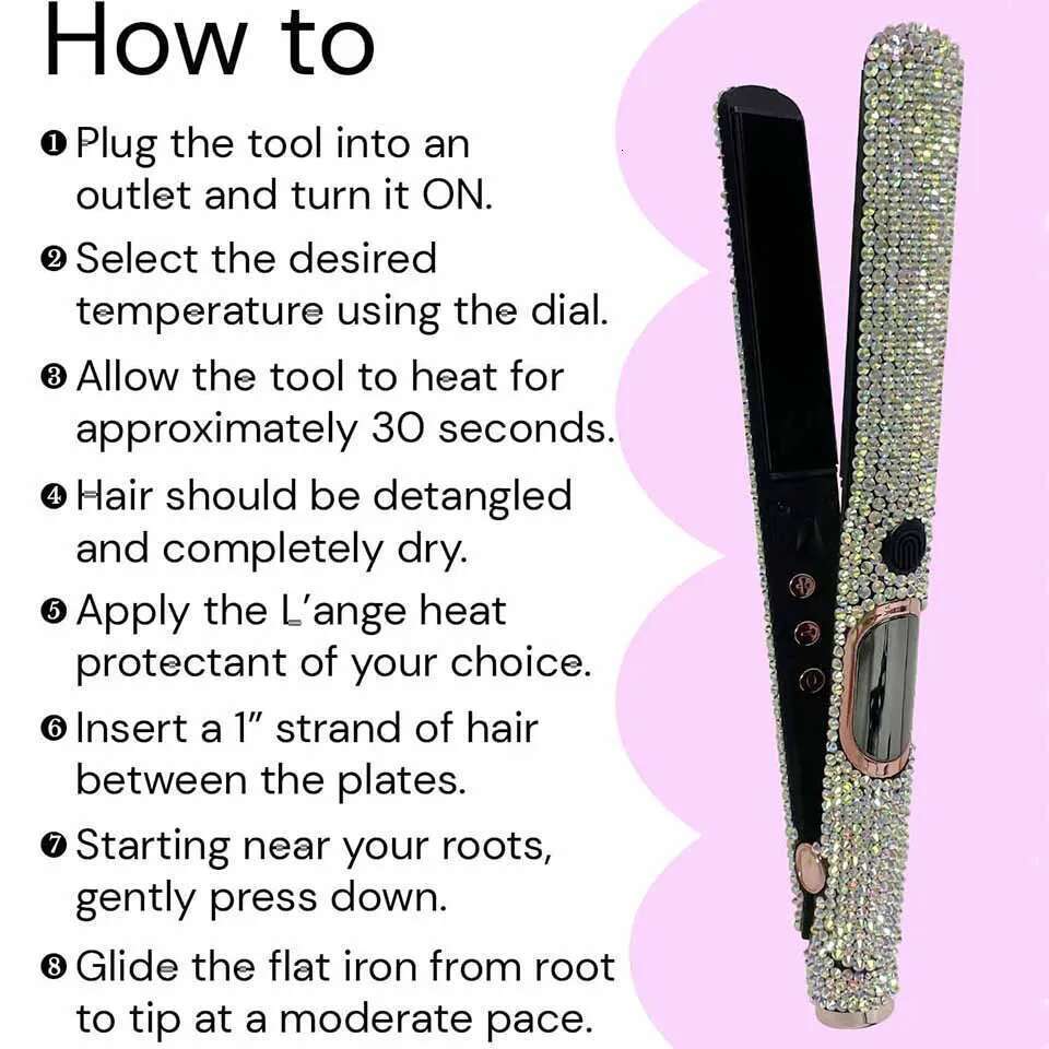 Hair Straightener and Curler with Dia Plancha de pelo y rizador 2 en High Temperature 500°F Titanium Floating plate 1 inch