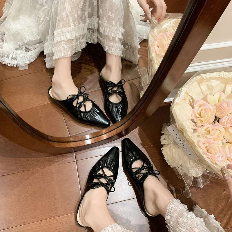 2025 New Summer Cover Toe Women Mules Slippers Fashion Shallow Slip on Singbacks Shoes Ladies Party Dress Flats Slides