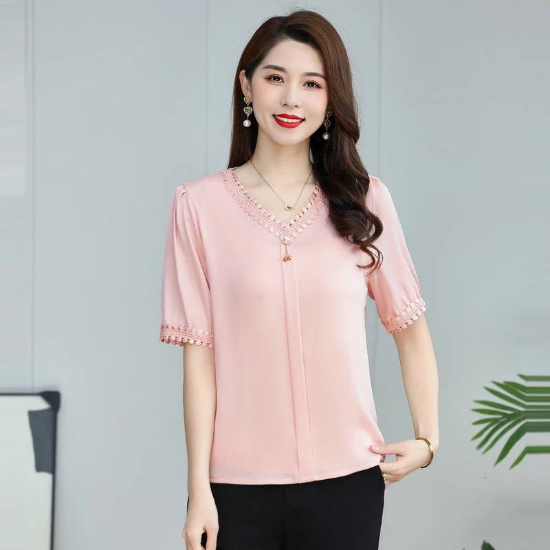 Leisure Solid Color T-shirt With Jewelry Womens Short Sleeved Basic Fashion Street Clothing Summer Plus Size Tops Tops 250514