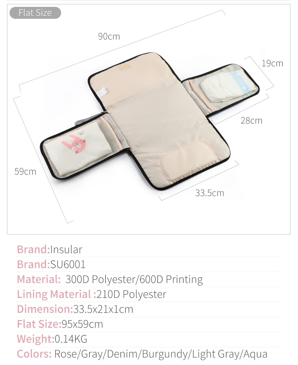Portable Baby Changing Mat Infant Multifunction Diaper Changing Pad born 2 IN 1 Waterproof Changing Pad Cover Storage Bag 250515