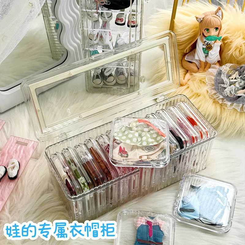 17cm Labubu Clothing Ob11 Dustproof Wardrobe Shoe Cabinet Cotton Bjd Doll Accessory Storage Box Free shipping