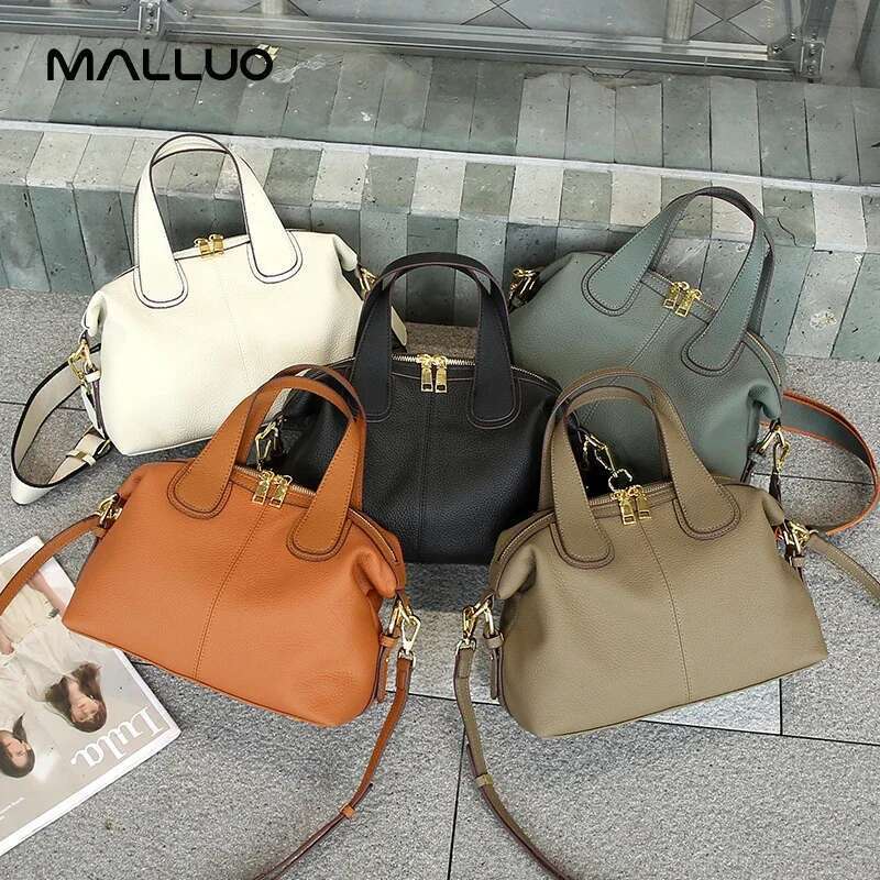 Women's Natural Cow Leather Female Retro Cowhide Crossbody Bags Ladies Large Capacity Shoulder Bag For Middle Aged Women