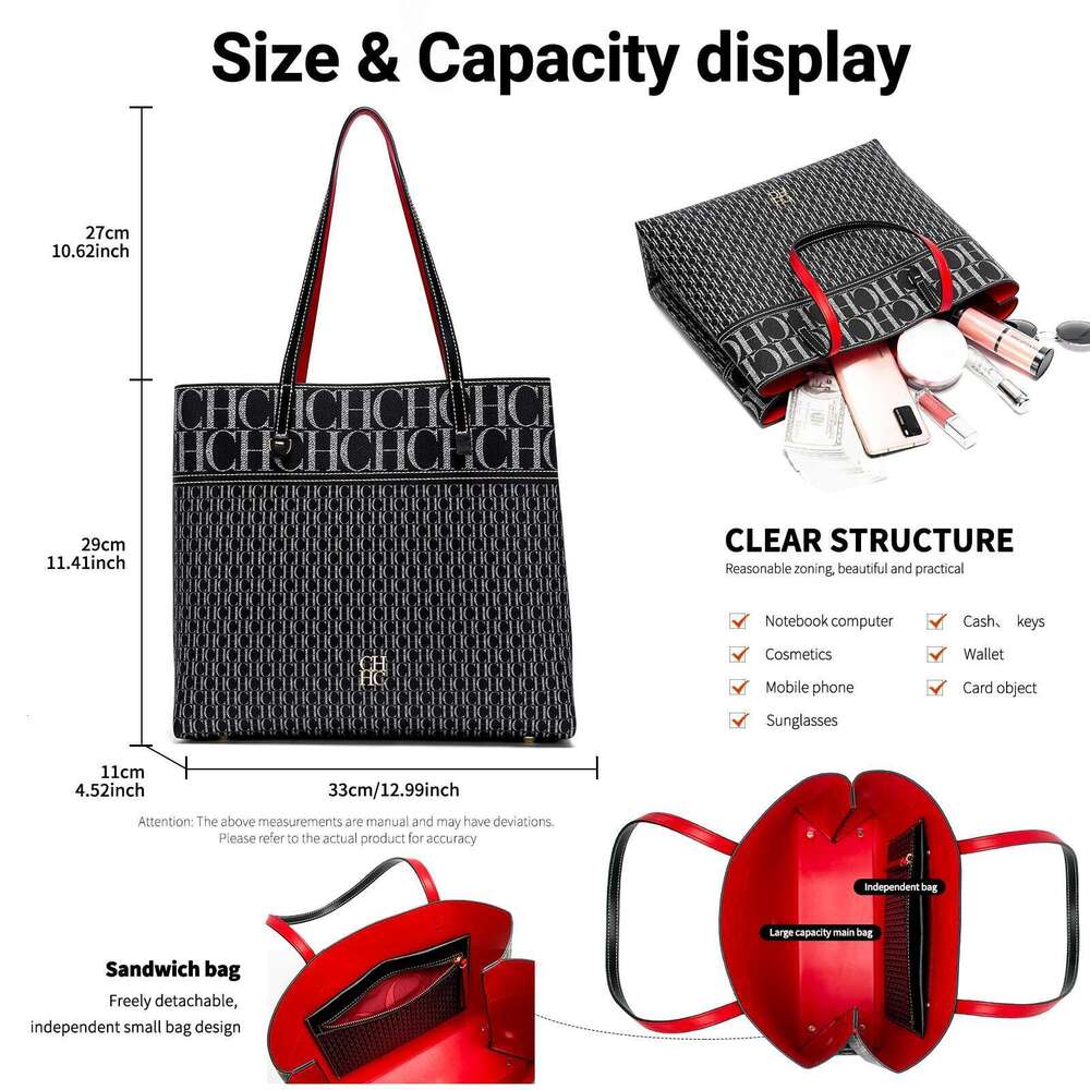 Classic Retro Fashion Women's New Handheld Shoulder Bag With Large Capacity Letter Design For Women