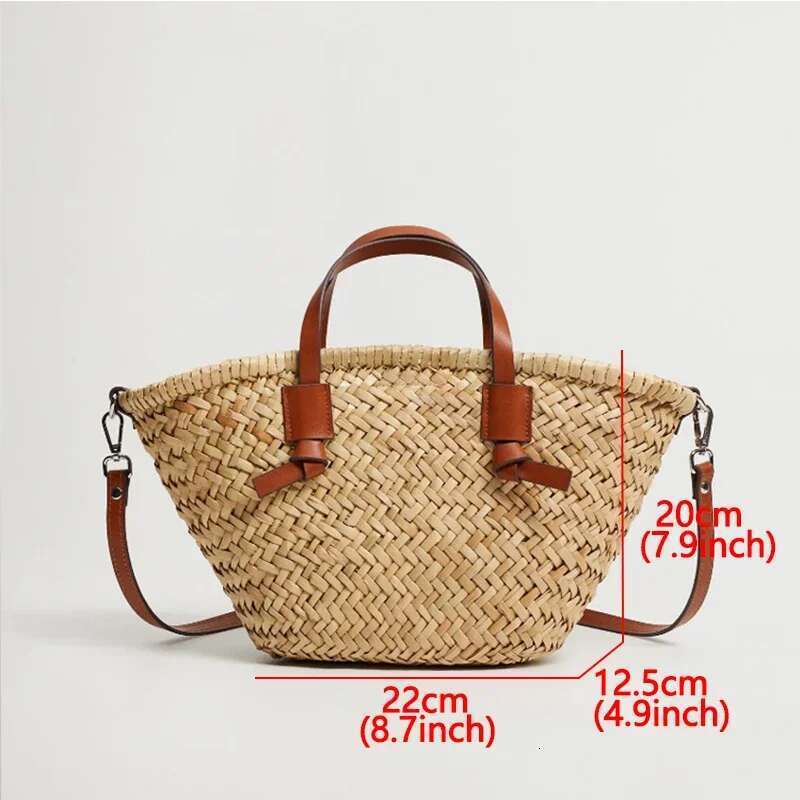 2024 wicker basket bag, rattan woven casual women's summer beach straw handbag, single shoulder crossbody bag