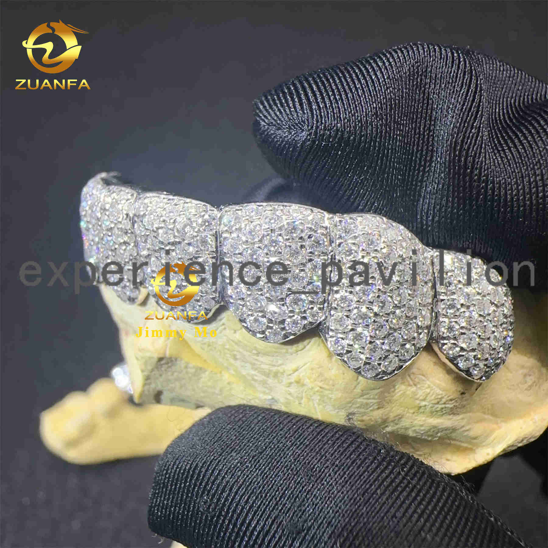 Custom Made Honey Comb Setting Iced Out Buss Down Hip Hop Jewelry Fashion Vvs1 Moissanite Diamond 925 Silver Grillz Set for Man