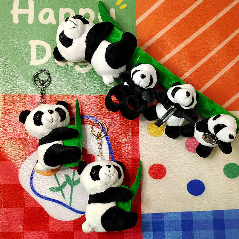 Panda brooch crouching bear pin cute panda doll cartoon plush accessories