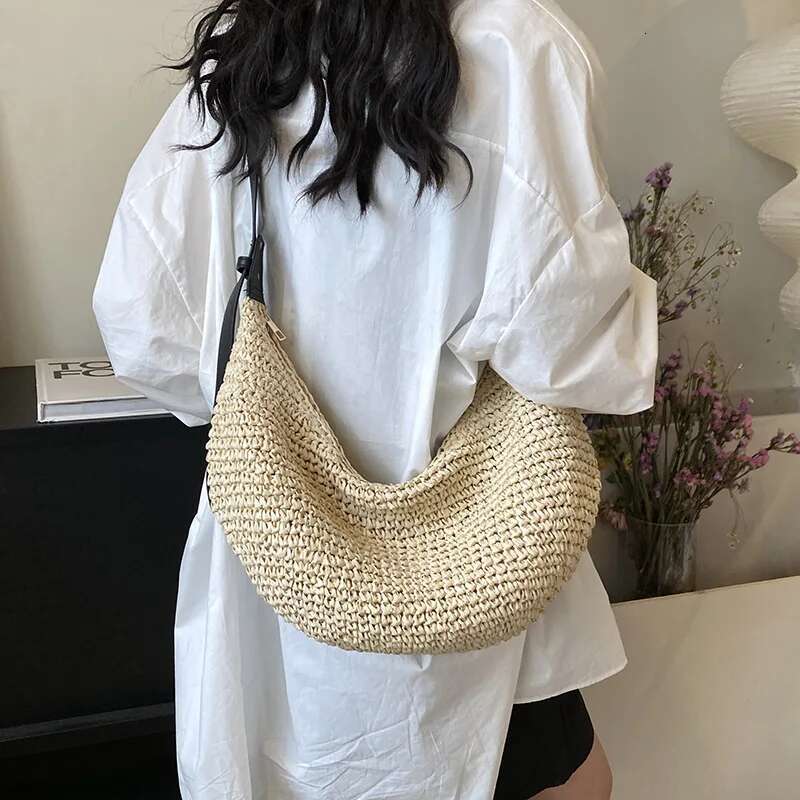 Forest Lazy Style Crossbody Bohemian Handmade Grass Bag Leisure Vacation Beach Women's Woven Dumpling Bun