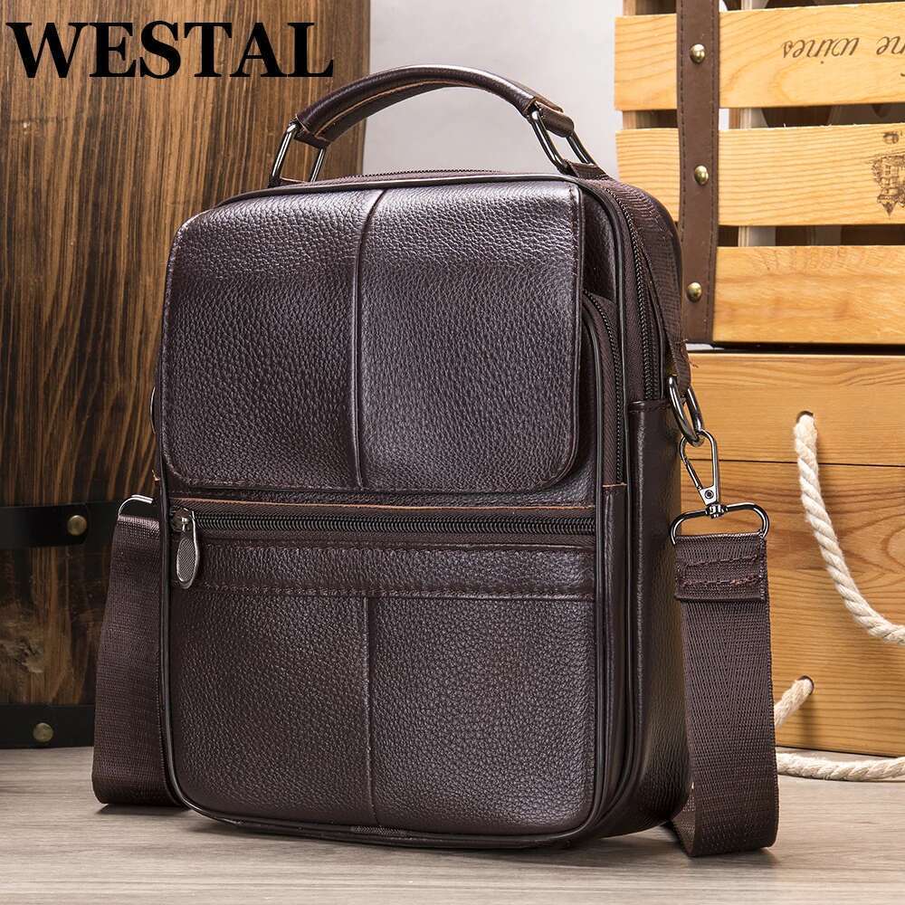 Westal shoulder husband genuine leather handbag men messenger bag