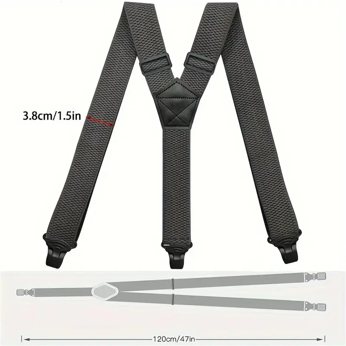 Mens Heavy Duty Y-Straight Suspenders with 3 Durable Clips - Adjustable Elastic Waistband for Work and Outdoor Wear 250515