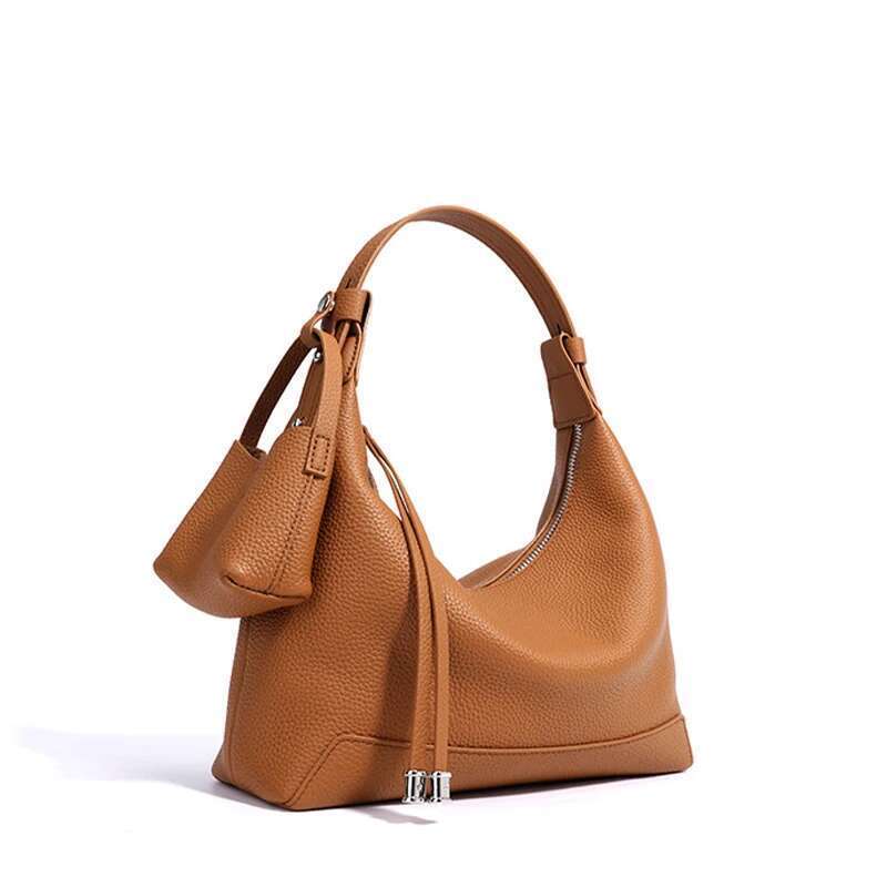 Cowhide Kite Crossbody Shoulder Bag With Matching Wallet, Designer Lunch Box Handbag,Elegant Women Underarm Leather Bags