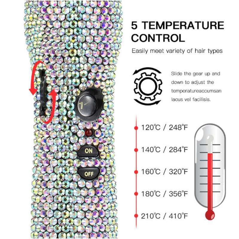 Electric Heating Hair Straightening Rhinestone Hot Comb Curling Iron Heated Brush Chauffant Cheveux Peigne chaud