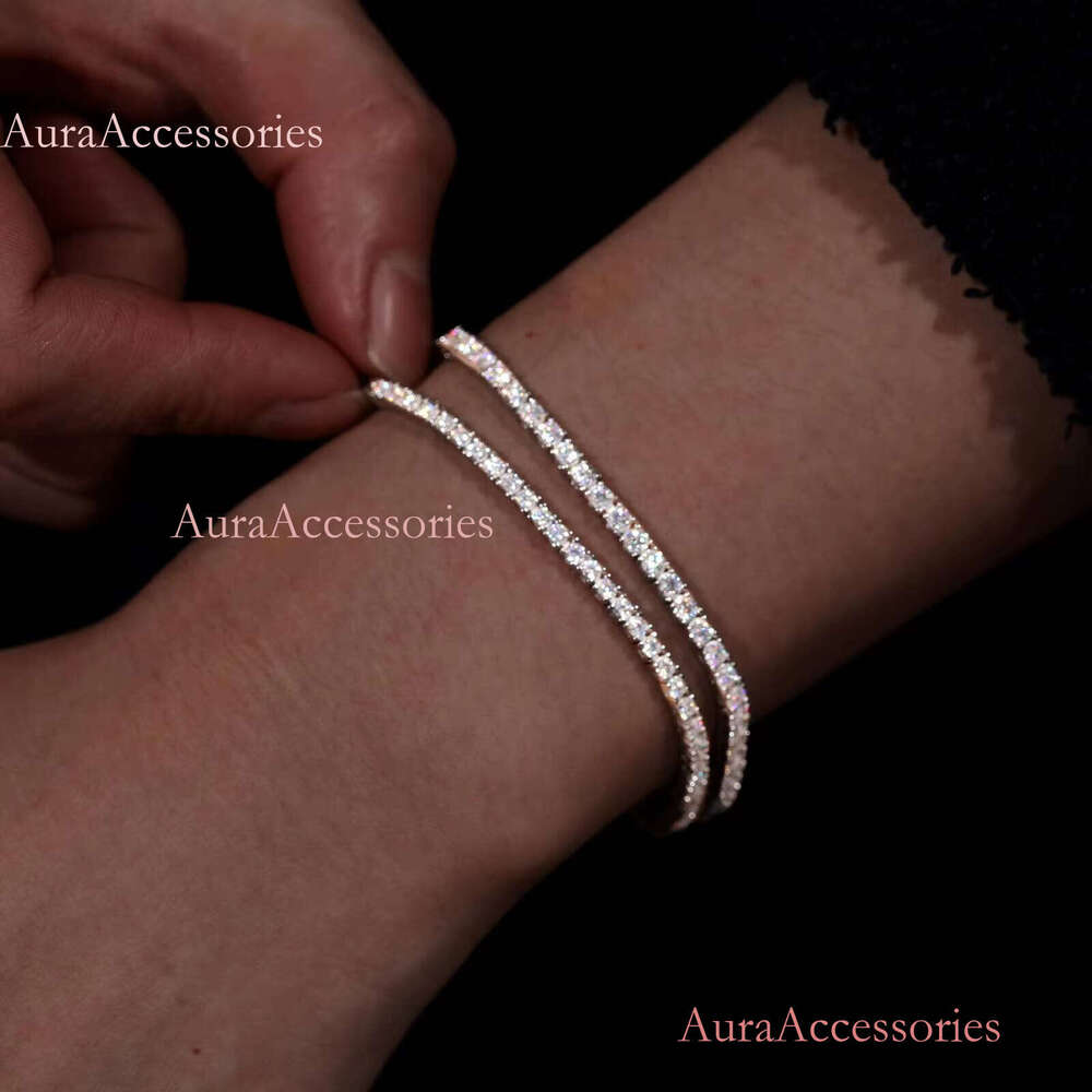 Classic 2mm 2.5mm Moissanite Tennis Bracelet Sterling Sier Pass Tester Lab Dia Women Girl Jewelry Gift