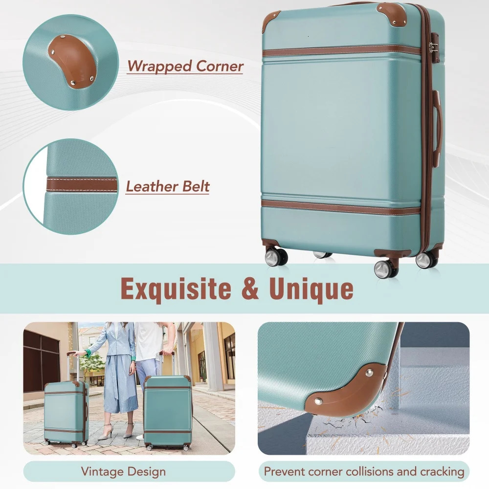 20 Hardside Luggage Set with Cosmetic Case Spinner Wheels Carry on Suitcase Lightweight Durable Travel Suitcase Rolling Luggage 250514