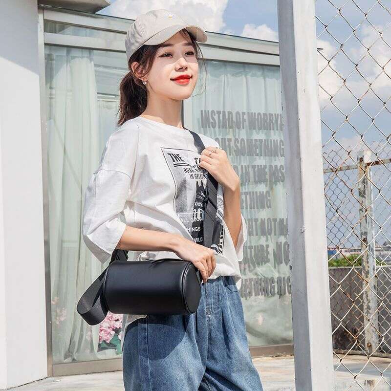 2025 New Women's Trendy Bucket Versatile Single Cross Shoulder Broadband Roller Cylindrical Bag