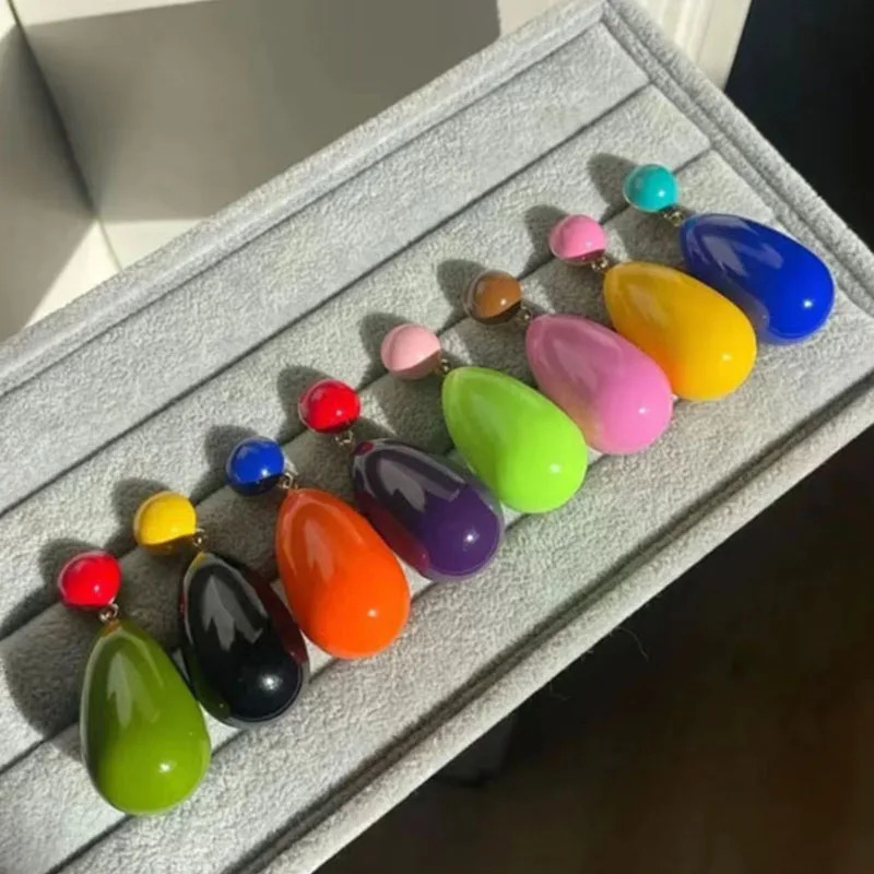 Colored enamel waterdrop dangle earrings for women colorful long earrings summer beach holiday dopamine jewelry 250514