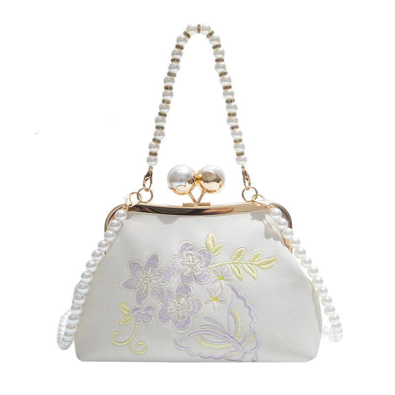 2025 New Embroidered Chinese Style Cheongsam Handbag with Female Niche Design Chain Beaded Single Shoulder Crossbody Bag