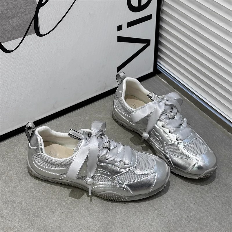 De Xun Shoes Women 2025 New Summer Single Mesh Breathable Thin White Shoes Casual Sports Shoes Hot selling Forrest Gump Shoes Beige 35-40