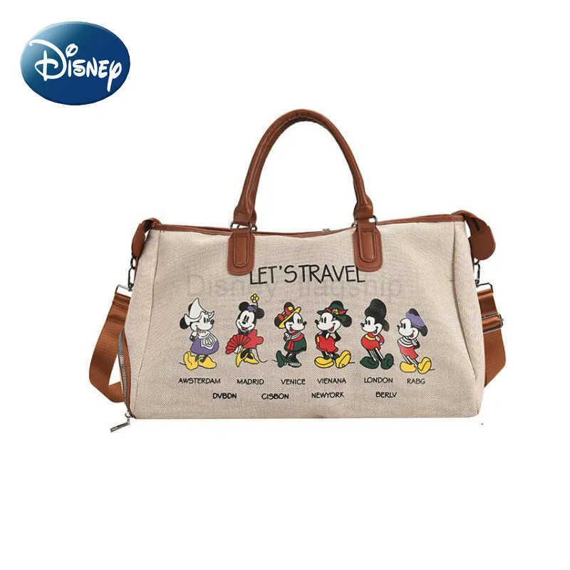 Disney Luxury Brand Travel Bag Mickey Cartoon Luggage Canvas Bag Mommy Bag Large Capacity Handbag Ladies Storage Bag SuitcaseXJ250515