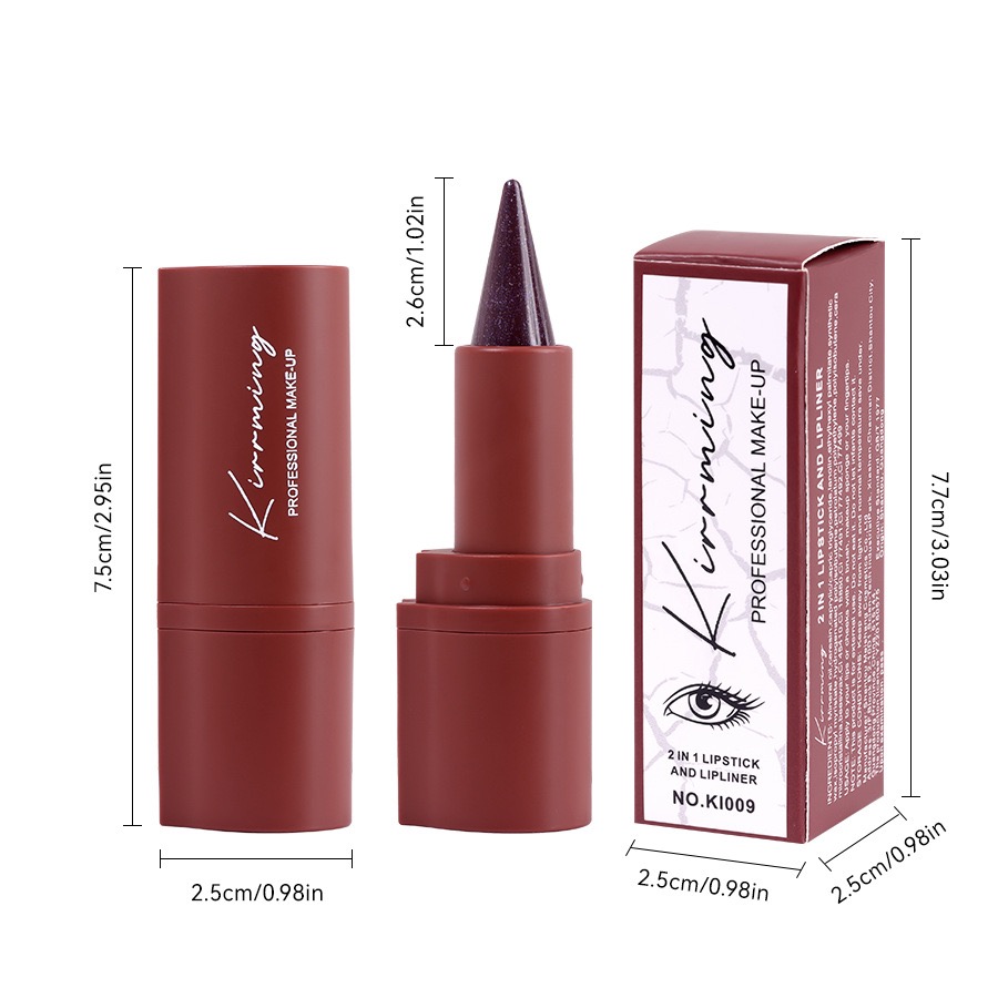 KIRRMING 3 IN 1 Multi-use EYEBROW PENCIL+EYELINER+PSTICK best selling 4 COLORS Long-lasting hold Plumping effect High pigmentation