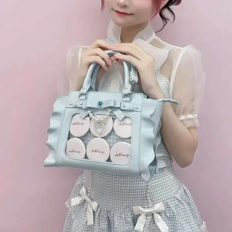 Japanese Lolita Lace PU Bags Women's Commuting Cute Handheld Mommy Small Square Portable Shoulder College Girls Pain Bag