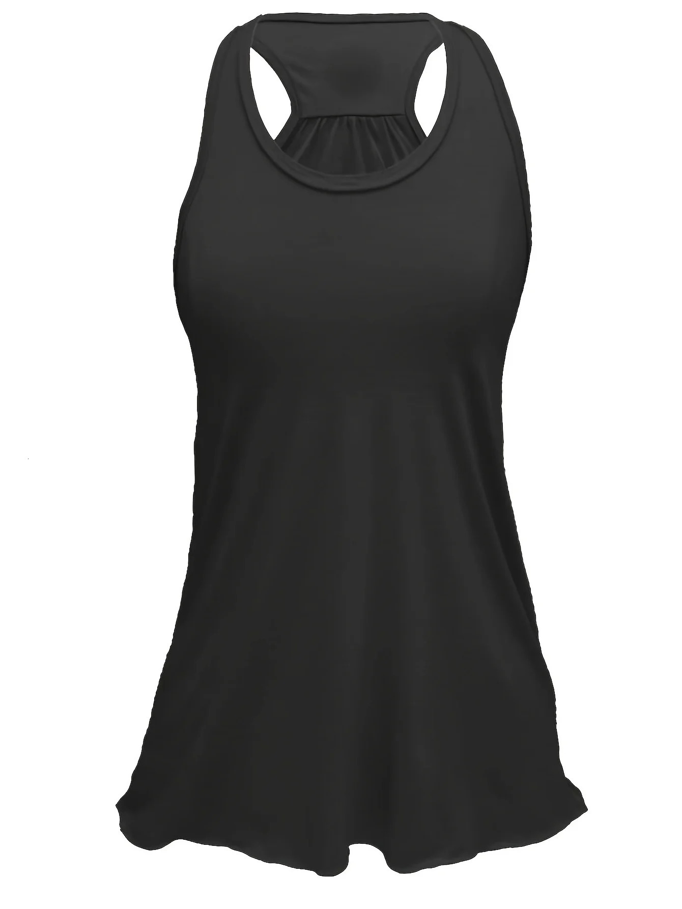 Plus Size Solid Wide Strap Tank Tops Womens Plus Slight Stretch Round Neck Basic Tank Tops 250515