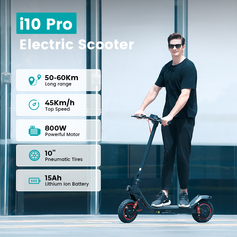 EU Stock iScooter i10 PRO 800W Electric Scooter Off-Road 10 inch Adults Foldable E-Scooter with APP 720WH 45km/h Speed 48V 15ah eScooters 120KG Weight