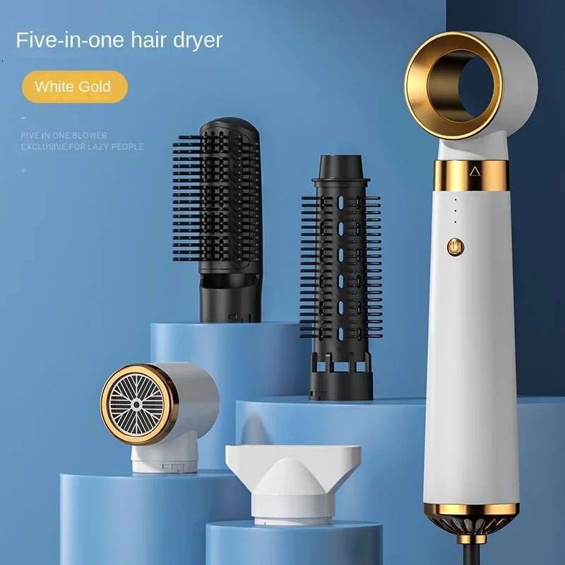 Hot Air Styler Comb 5 in 1 Dryer Automatic Curler Professional Hair Straightener for Household