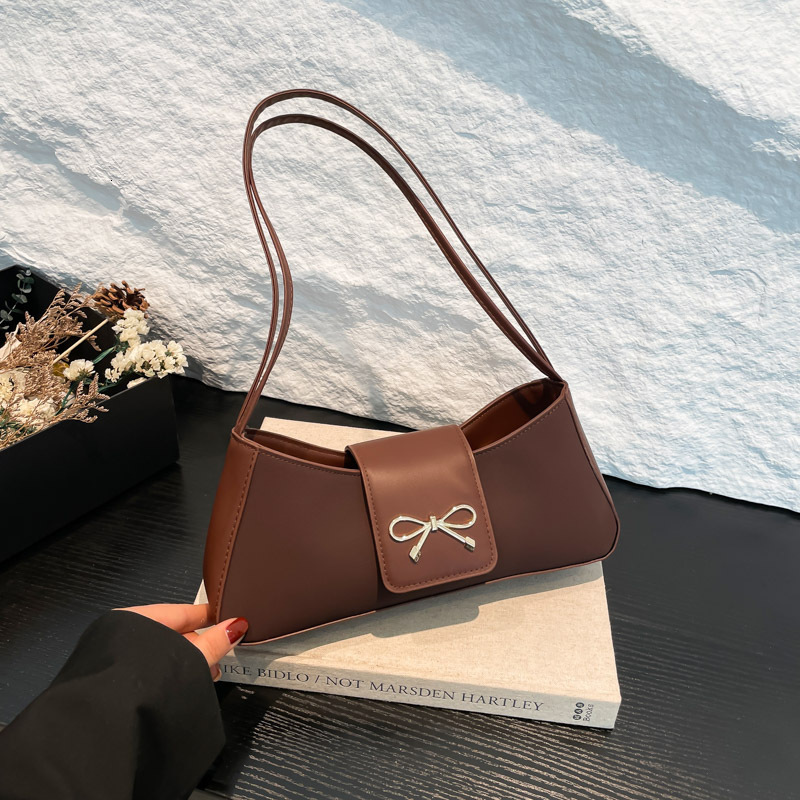 Free Delivery Designer Bag Popular Niche Bow Women's 2025 Winter New Versatile Hand Texture Stick Single Shoulder Armpit Luxury Bag