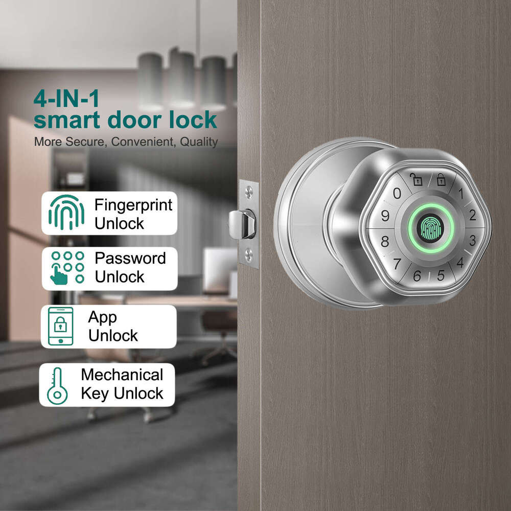 Spherical lock indoor wooden door bedroom office apartment password lock American graffiti APP fingerprint lock