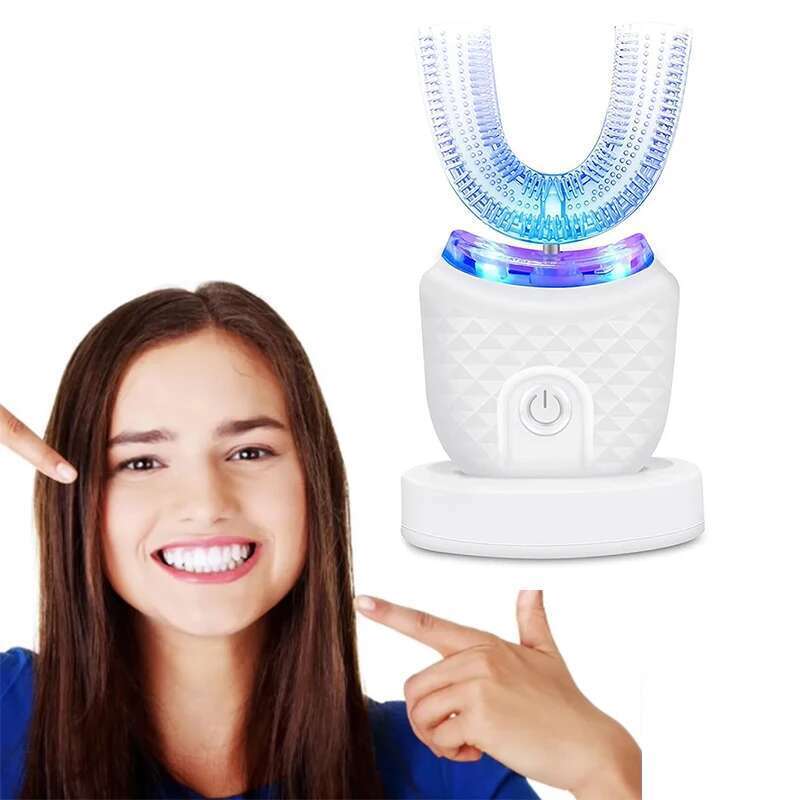 Rechargeable U-Shape Sonic Portable 360° Ultrasonic Teeth Whitening Light Silicone Travel Mini Electric Toothbrush