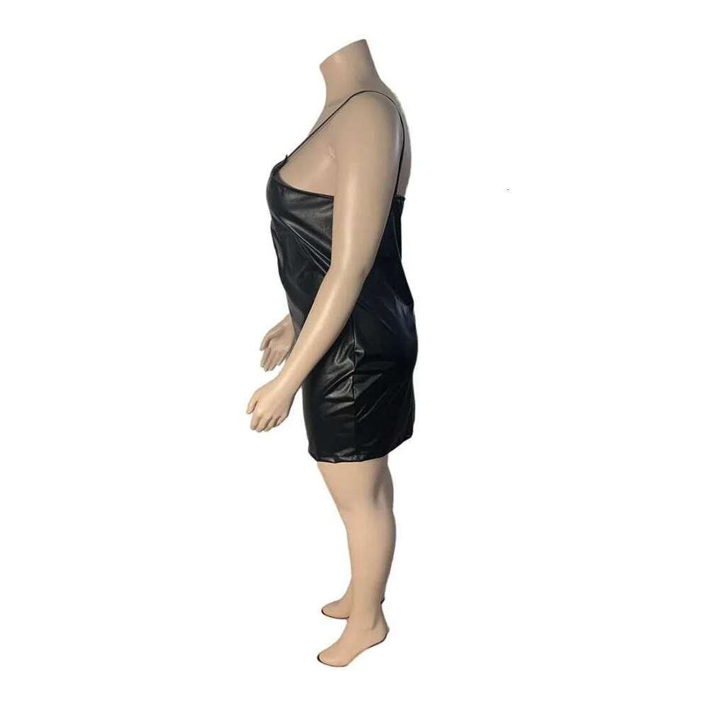 Size Dresses 5Xl Woman Clothing Plus Leather Bodycon Pu Clubwear Sling Sexy Short Dress Wholesale Bulk Dropshipping