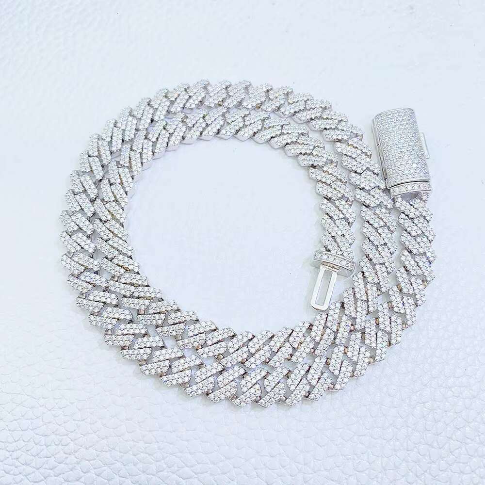 Trendy Cuban Chain Necklace Moissanite 8mm Diamond Iced Out Personalized Necklace 925 Sterling Silver