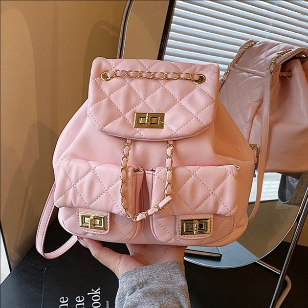 High end fragrance style diamond grid chain small for women's summer 2025 new simple and stylish versatile travel backpack