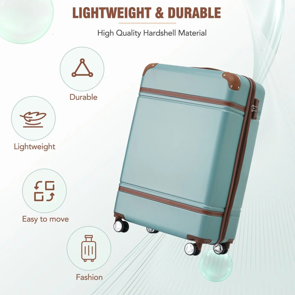 20 Hardside Luggage Set with Cosmetic Case Spinner Wheels Carry on Suitcase Lightweight Durable Travel Suitcase Rolling Luggage 250514
