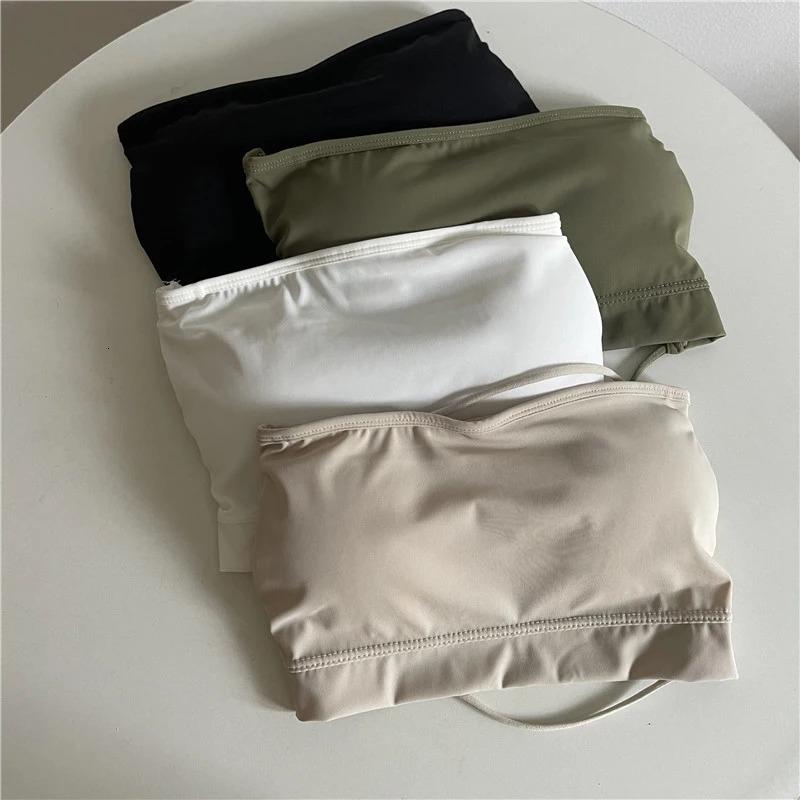 Seamless Tube Top Ice Silk Sexy Wrap Chest For Women Push Up Bras Strapless Underwear Solid Color Bralette Lingerie 250515