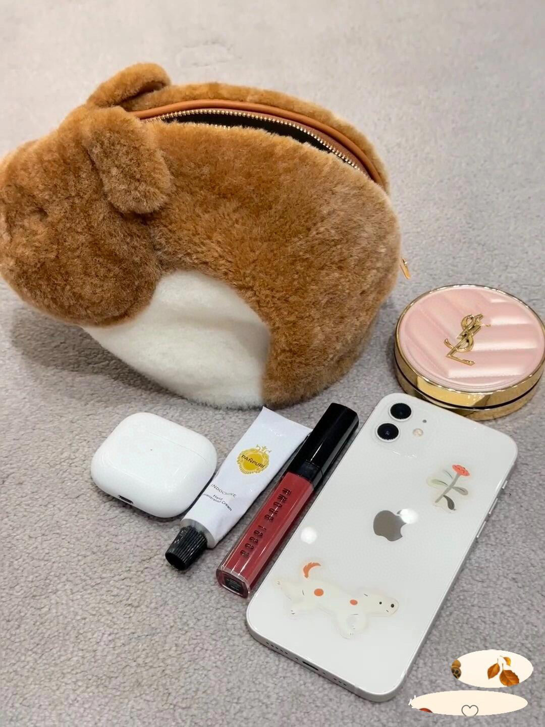 2025S designer cute hamster high-quality lamb fur animal style crossbody fashionable plush women bag