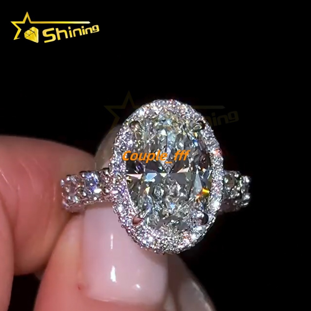 Custom CVD/HPHT Lab Diamonds Luxury 10K Real Gold Cluster Pave Half Band Moissanite Diamonds Wedding/Engagement Rings