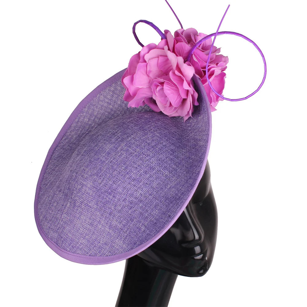Gorgeous Formal Dress Wedding Fedora Cap Women Big Derby Headpiece Flower Fashion Fasinator Hat Handmade Occasion Millinery Cap 250514