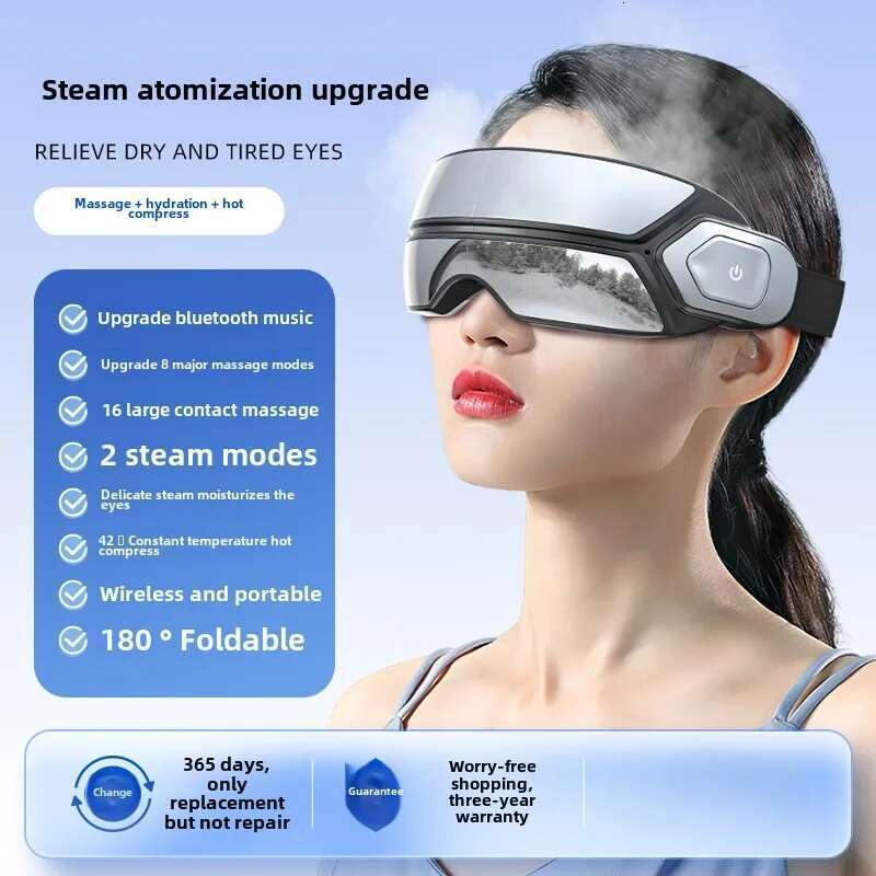 XINDU 16 Massage Points High-quality Steam Atomization Massager Relaxing Hot Compress Eye Mask Upgrade Bluetooth