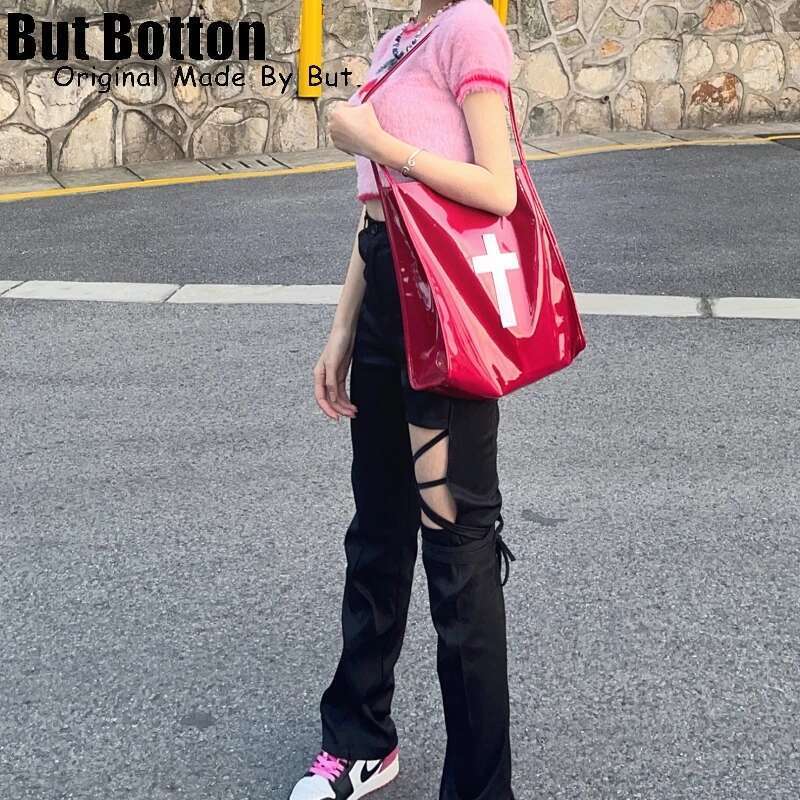 Haruku Women Y2k Girl Shoulder Bags Tote Gothic Halloween Ladies Metal Punk Underarm Bag Lager Capacity Handbag Female