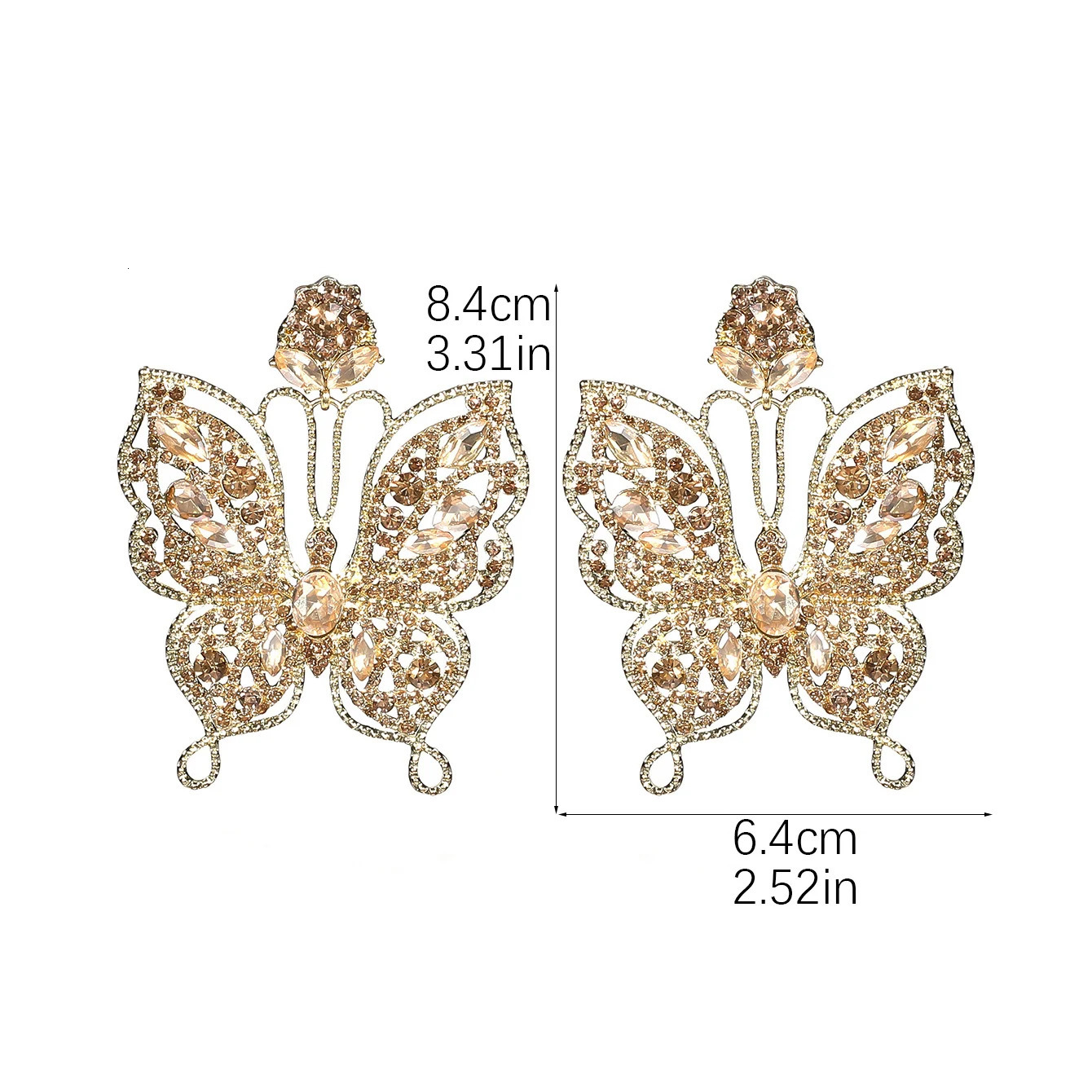 Fashion Geometric Drop Dangle Statement Earrings for Women Sparkly Exaggerated Rhinestone Butterfly Dangle Earrings for Women 250515