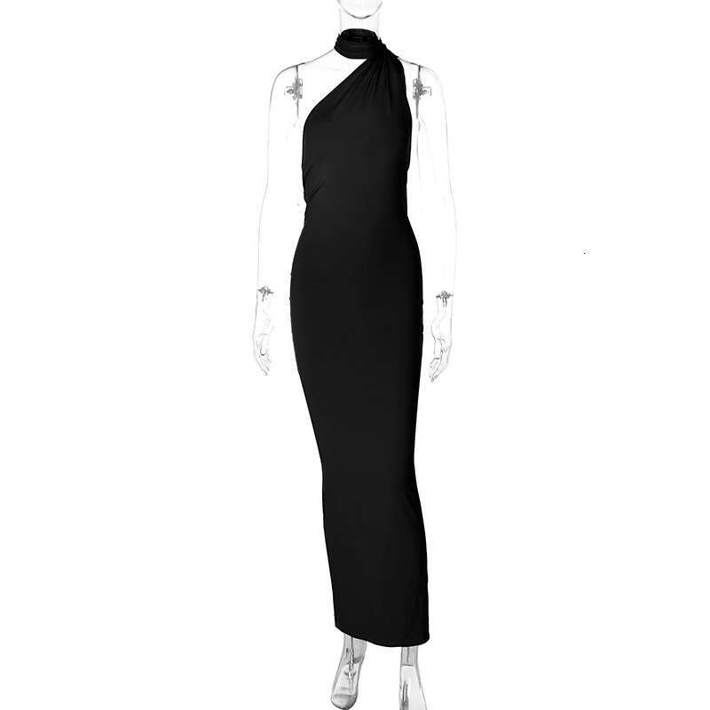 White Dress Maxi Dress Wind Women's Clothing 2025 Summer New Product Sexy Backless Pleated Slim Fit Solid Color Sleeveless Temperament Dress KQ