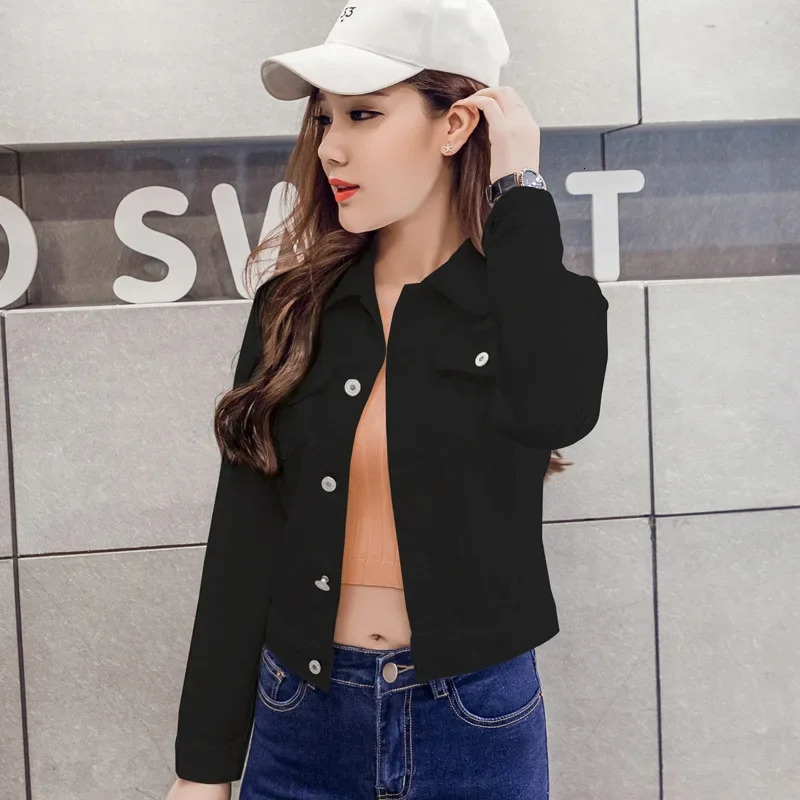 Denim Jacket Womens Spring Autumn Long Sleeve Cropped Style Student European American Korean Version Loose Fit Pattern 250513