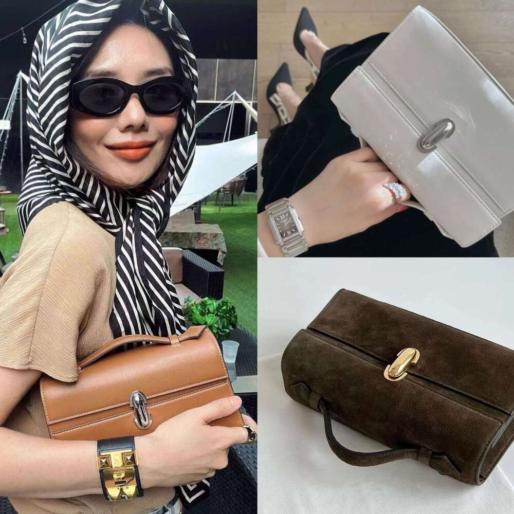 New Style Designer Bag TopHandle Clutch Genuine Leather Silver Hardware Elegant Minimalist Small Compact Shoulder Bag Women's Fashion Luxury High